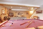 Arrow Lodge-Lower level game room with pool table and big screen TV.